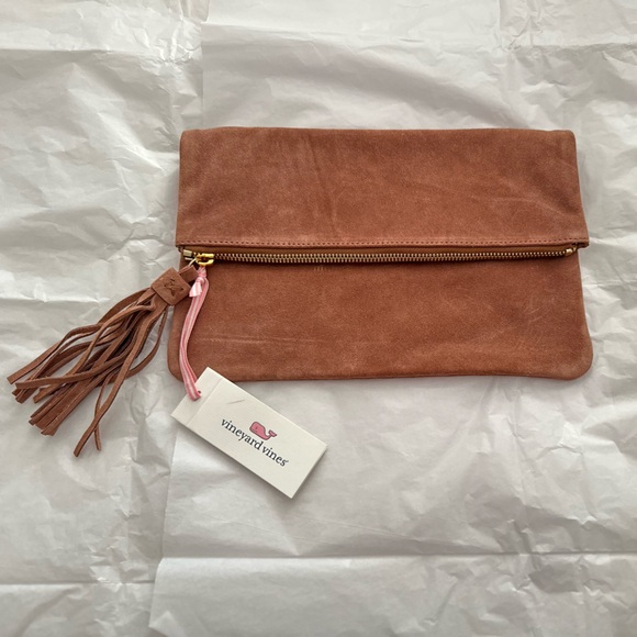 Vineyard Vines Suede Fold-Over Clutch, Bear (Brown) - Picture 6 of 6